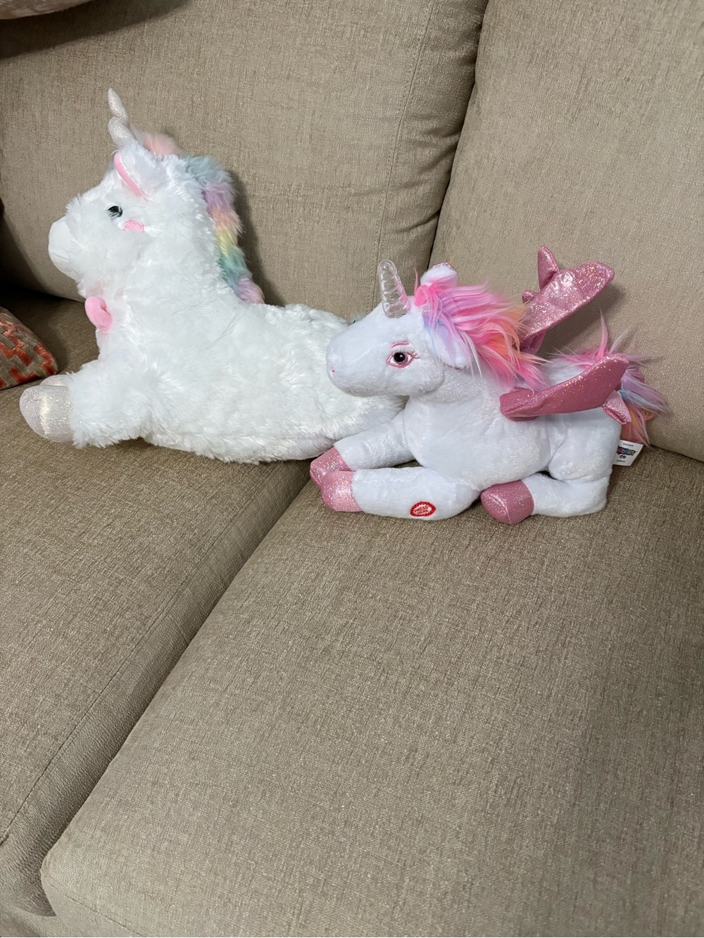 White Plush Unicorn with Pink Accents